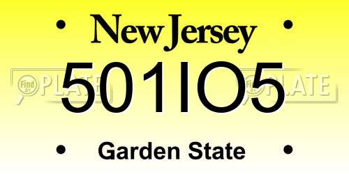 501IO5 New Jersey License Plate