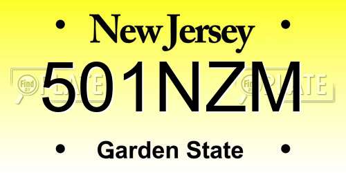 501NZM New Jersey License Plate