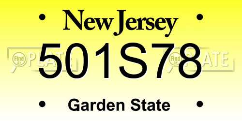 501S78 New Jersey License Plate