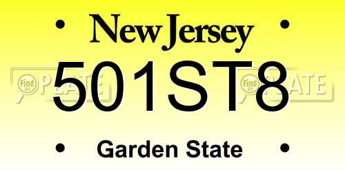 501ST8 New Jersey License Plate