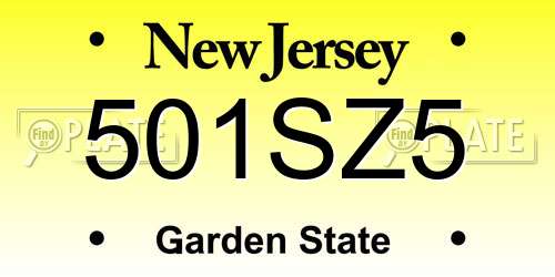 501SZ5 New Jersey License Plate