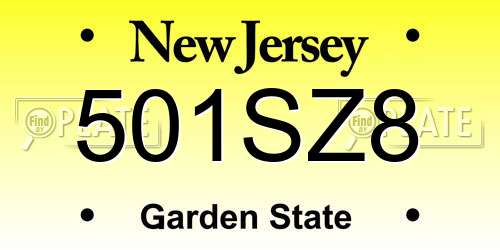 501SZ8 New Jersey License Plate