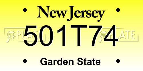 501T74 New Jersey License Plate