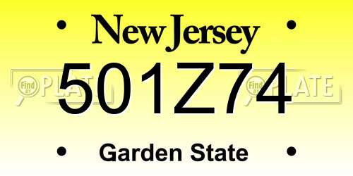 501Z74 New Jersey License Plate
