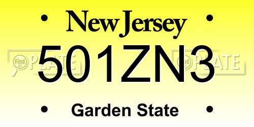 501ZN3 New Jersey License Plate