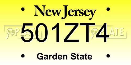 501ZT4 New Jersey License Plate