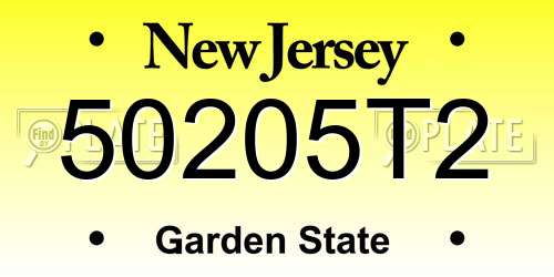50205T2 New Jersey License Plate