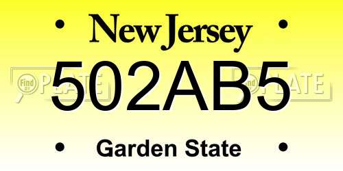 502AB5 New Jersey License Plate