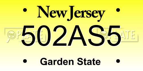 502AS5 New Jersey License Plate