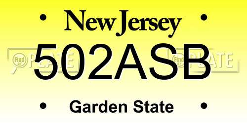 502ASB New Jersey License Plate