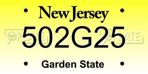 502G25 New Jersey License Plate