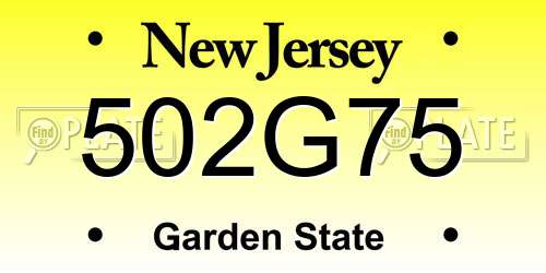 502G75 New Jersey License Plate