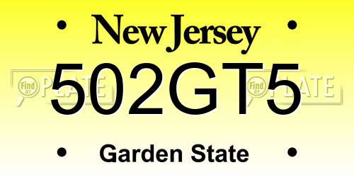 502GT5 New Jersey License Plate