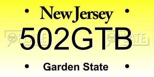 502GTB New Jersey License Plate