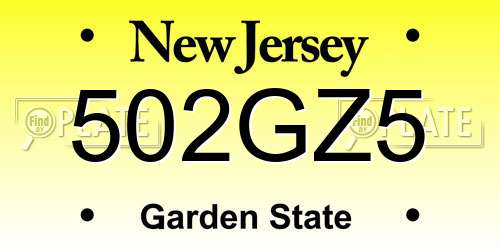 502GZ5 New Jersey License Plate
