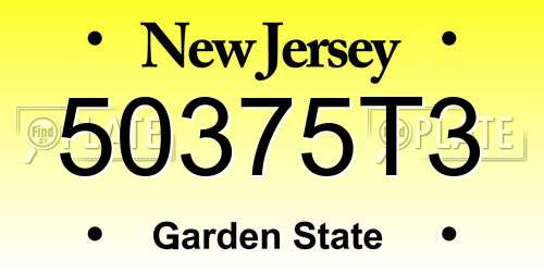 50375T3 New Jersey License Plate