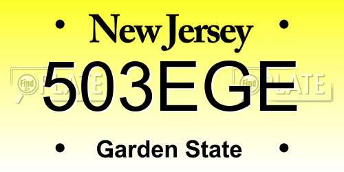 503EGE New Jersey License Plate