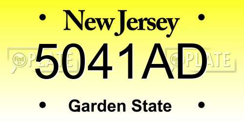 5041AD New Jersey License Plate