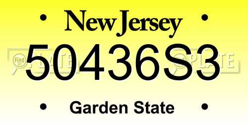50436S3 New Jersey License Plate