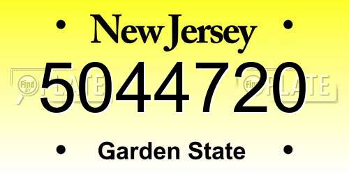 5044720 New Jersey License Plate
