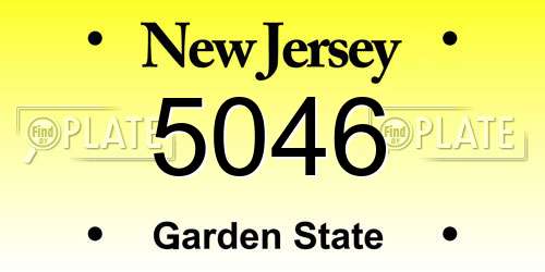 5046 New Jersey License Plate