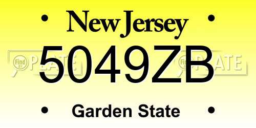 5049ZB New Jersey License Plate