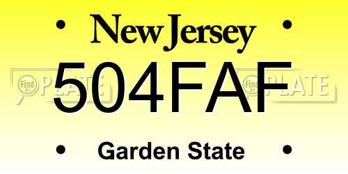 504FAF New Jersey License Plate