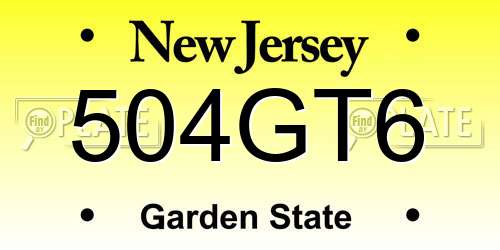 504GT6 New Jersey License Plate
