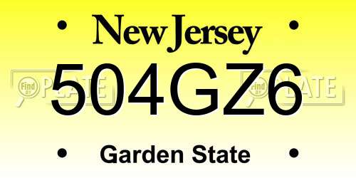 504GZ6 New Jersey License Plate