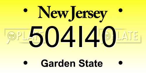 504I40 New Jersey License Plate
