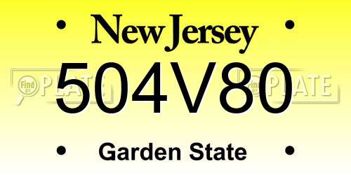 504V80 New Jersey License Plate