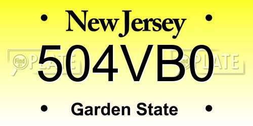 504VB0 New Jersey License Plate