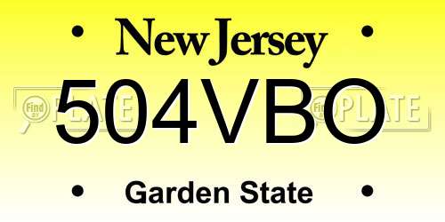 504VBO New Jersey License Plate