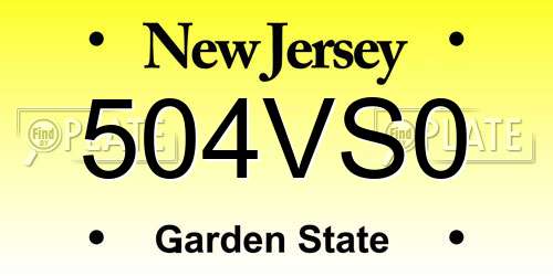 504VS0 New Jersey License Plate