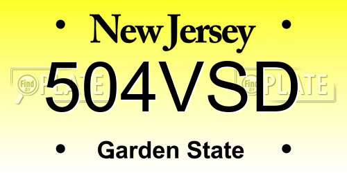 504VSD New Jersey License Plate