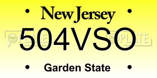 504VSO New Jersey License Plate