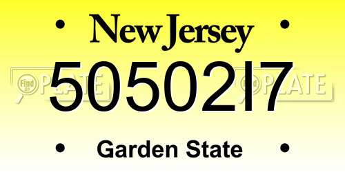 50502I7 New Jersey License Plate