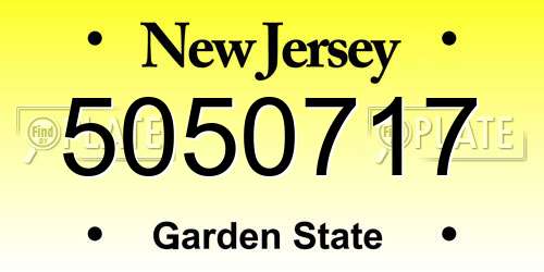 5050717 New Jersey License Plate