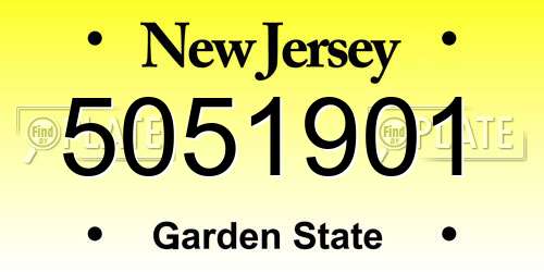 5051901 New Jersey License Plate