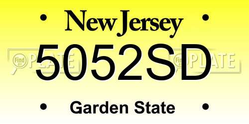 5052SD New Jersey License Plate