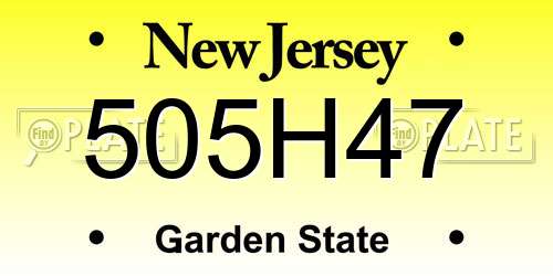 505H47 New Jersey License Plate