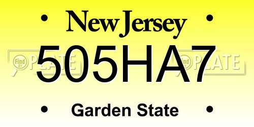 505HA7 New Jersey License Plate