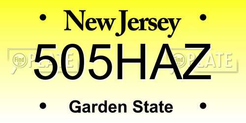 505HAZ New Jersey License Plate