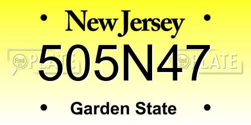 505N47 New Jersey License Plate