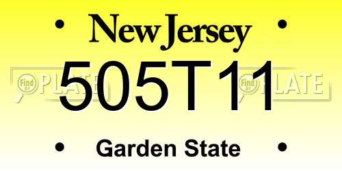 505T11 New Jersey License Plate