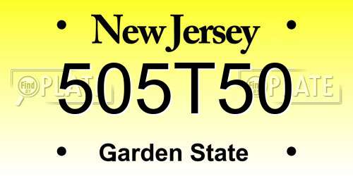 505T50 New Jersey License Plate