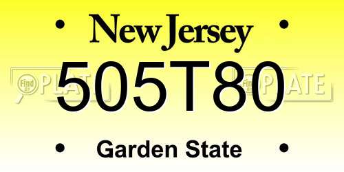 505T80 New Jersey License Plate