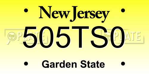 505TS0 New Jersey License Plate