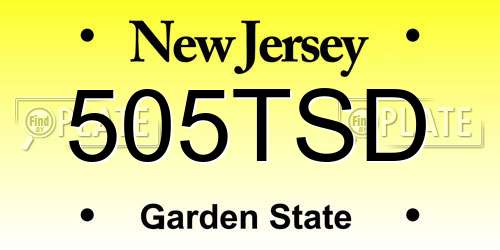 505TSD New Jersey License Plate