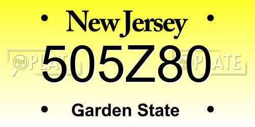 505Z80 New Jersey License Plate
